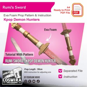 Rumi Sword Prop Pattern – Template EVA Foam untuk Cosplay (Kpop Demon Hunters)