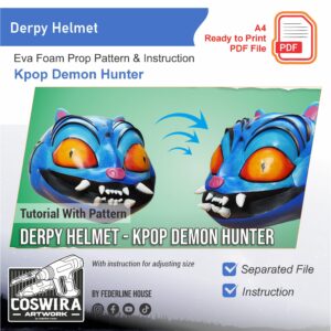 Derpy Helmet Prop Pattern – Template EVA Foam untuk Cosplay (Kpop Demon Hunters)