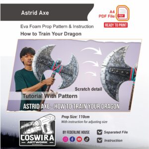Astrid Axe Prop Pattern – Template EVA Foam untuk Cosplay (How To Train Your Dragon)