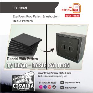 TV Head Prop Pattern – Template EVA Foam untuk Cosplay Head (Basic Pattern)
