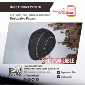 Base Helmet Prop Pattern – Template EVA Foam untuk Cosplay Helmet (Basic Pattern)