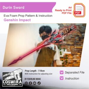 Durin Sword Prop Pattern – Template EVA Foam untuk Cosplay (Genshin Impact)
