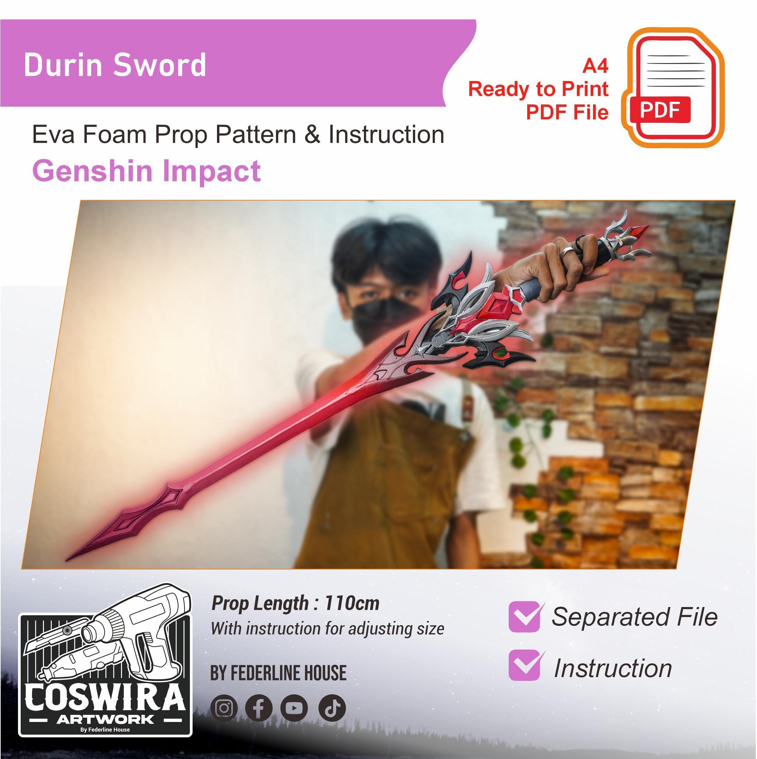 Durin Sword Prop Pattern β Template EVA Foam untuk Cosplay (Genshin Impact)