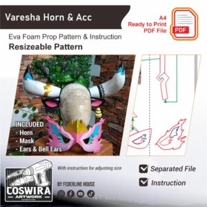 Varesa Horn & Accessories Prop Pattern – Template EVA Foam untuk Cosplay (Genshin Impact)