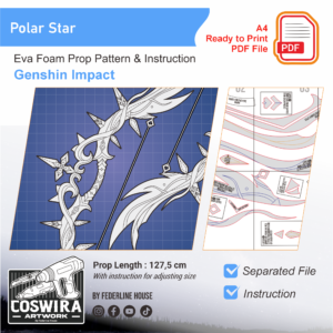 Polar Star Bow Prop Pattern – Template EVA Foam untuk Cosplay (Genshin Impact)