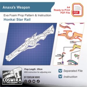 Anaxa Gun Prop Pattern – Template EVA Foam untuk Cosplay (Honkai: Star Rail)
