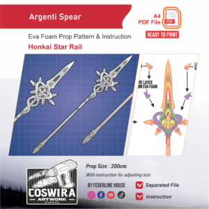 Argenti Spear Prop Pattern – Template EVA Foam untuk Cosplay (Honkai: Star Rail)