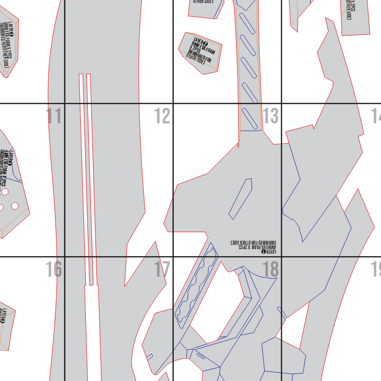 Arlan Claymore Sword Prop Pattern β Template EVA Foam untuk Cosplay (Honkai: Star Rail) - Gambar 3