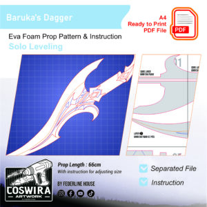 Baruka’s Dagger Prop Pattern – Template EVA Foam untuk Cosplay (Solo Leveling)