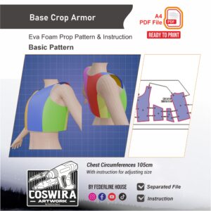 Base Crop Armor Prop Pattern – Template EVA Foam Basic Pattern untuk Cosplay
