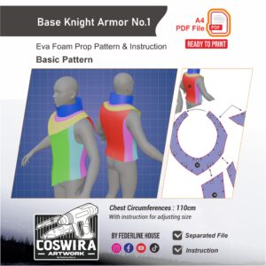 Base Knight Armor No. 1 Prop Pattern – Template EVA Foam Basic Pattern untuk Cosplay