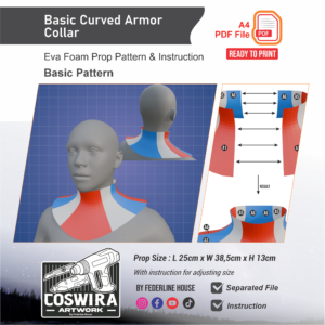 Basic Curved Armor Collar Prop Pattern – Template EVA Foam Basic Pattern untuk Cosplay