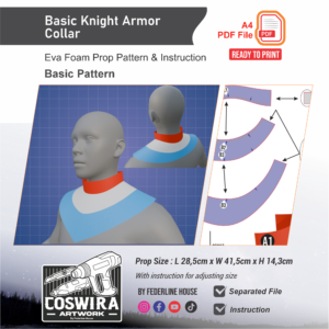 Basic Knight Armor Collar Prop Pattern – Template EVA Foam Basic Pattern untuk Cosplay