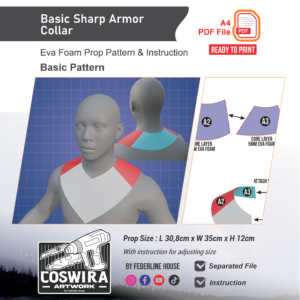 Basic Sharp Armor Collar Prop Pattern – Template EVA Foam Basic Pattern untuk Cosplay