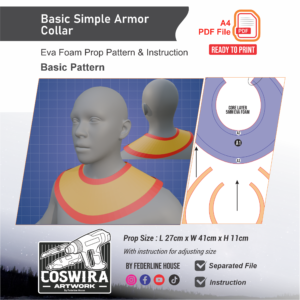 Basic Simple Armor Collar Prop Pattern – Template EVA Foam Basic Pattern untuk Cosplay