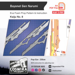 Bayonet Gen Narumi Prop Pattern – Template EVA Foam untuk Cosplay (Kaiju No. 8)