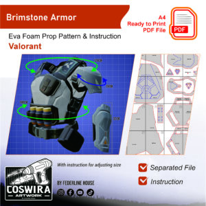 Brimstone Armor Prop Pattern – Template EVA Foam untuk Cosplay (Valorant)