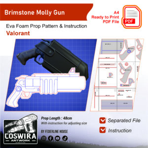 Brimstone Molly Gun Prop Pattern – Template EVA Foam untuk Cosplay (Valorant)