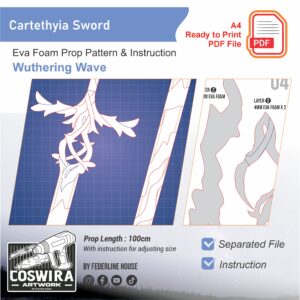 Cartethyia Sword Prop Pattern – Template EVA Foam untuk Cosplay (Wuthering Waves)