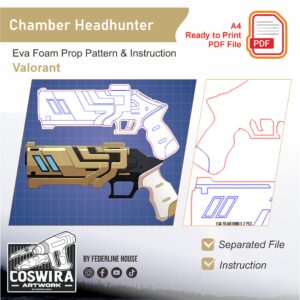 Chamber Headhunter Prop Pattern – Template EVA Foam untuk Cosplay (Valorant)