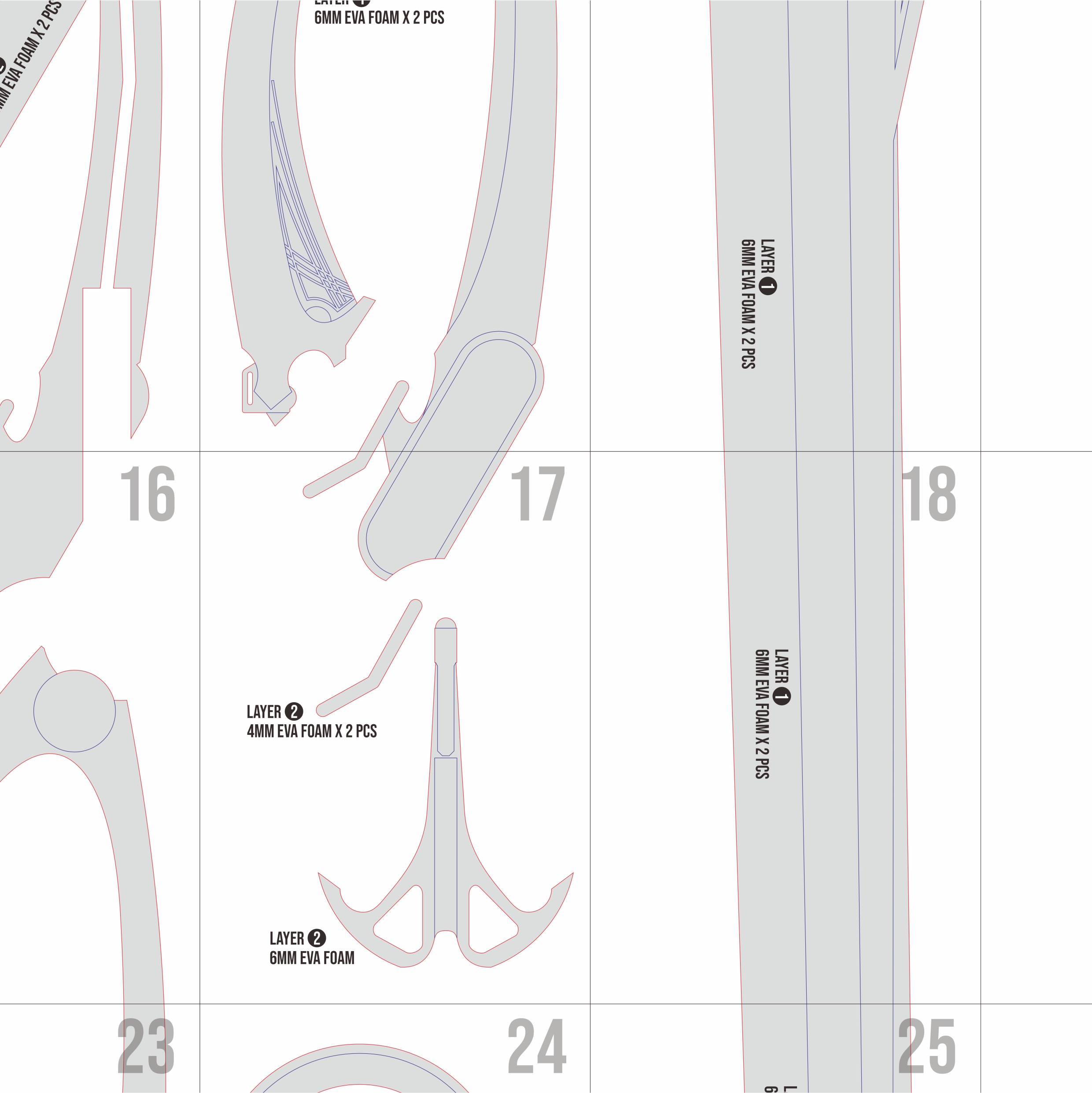 Chisa's Scissors Prop Pattern β Template EVA Foam untuk Cosplay (Wuthering Waves) - Gambar 3