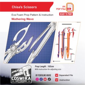 Chisa's Scissors Prop Pattern – Template EVA Foam untuk Cosplay (Wuthering Waves)