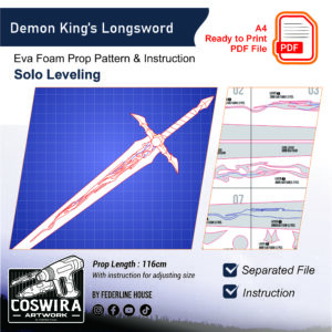 Demon King’s Longsword Prop Pattern – Template EVA Foam untuk Cosplay (Solo Leveling)
