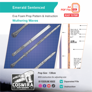 Emerald Sentenced Weapon Prop Pattern – Template EVA Foam untuk Cosplay (Wuthering Waves)