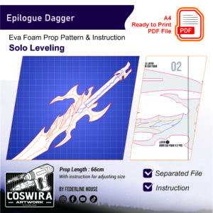 Epilogue Dagger Prop Pattern – Template EVA Foam untuk Cosplay (Solo Leveling)