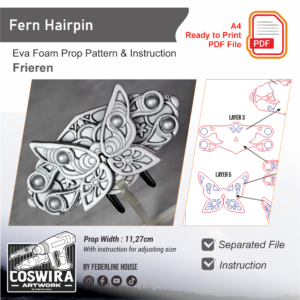 Fern Hairpin Prop Pattern – Template EVA Foam untuk Cosplay (Sousou no Frieren)