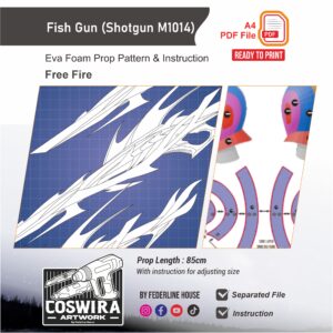 Fish Gun (Shotgun M1014) Prop Pattern – Template EVA Foam untuk Cosplay (Free Fire)