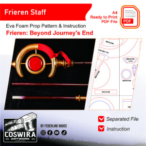 Frieren Staff Prop Pattern – Template EVA Foam untuk Cosplay (Sousou no Frieren)