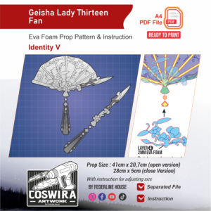 Geisha Lady Thirteen Fan Prop Pattern – Template EVA Foam untuk Cosplay (Identity V)
