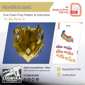 Ghostblade Mask Prop Pattern – Template EVA Foam untuk Cosplay (To Be Hero X)