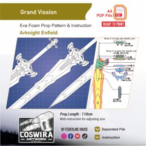 Grand Vision Weapon Prop Pattern – Template EVA Foam untuk Cosplay (Arknights: Endfield)