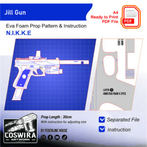 Jill Pistol Prop Pattern – Template EVA Foam untuk Cosplay (Nikke)