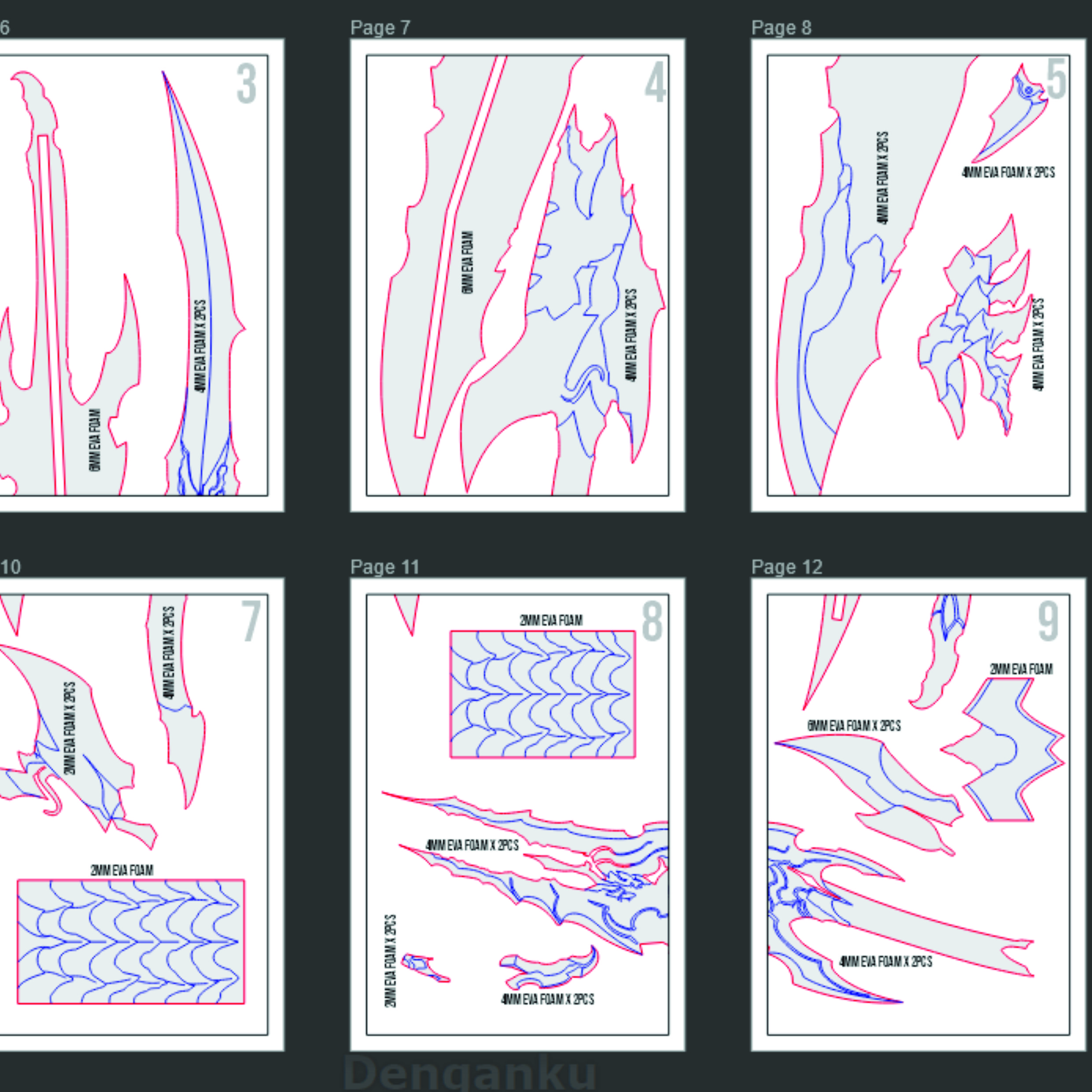 Kamish’s Wrath – Dual Dagger Prop Pattern – Template EVA Foam untuk Cosplay (Solo Leveling) - Gambar 3