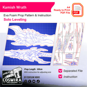 Kamish’s Wrath – Dual Dagger Prop Pattern – Template EVA Foam untuk Cosplay (Solo Leveling)