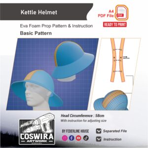 Kettle Helmet Prop Pattern – Template EVA Foam Basic Pattern untuk Cosplay