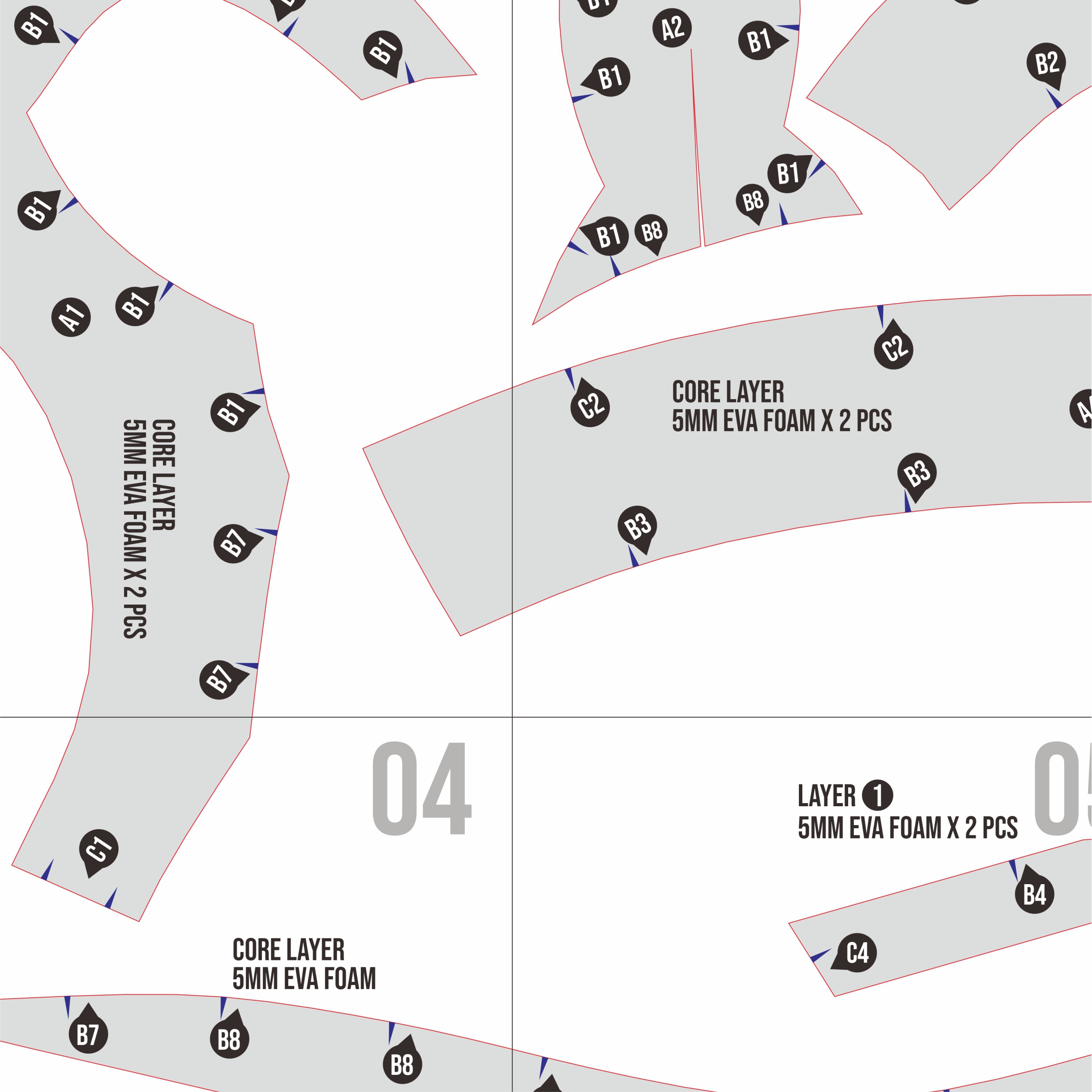 Knight Helmet No. 2 Prop Pattern β Template EVA Foam Basic Pattern untuk Cosplay - Gambar 2