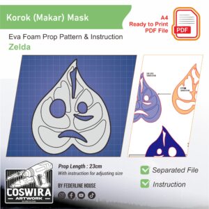 Korok (Makar) Mask Prop Pattern – Template EVA Foam untuk Cosplay (The Legend of Zelda)