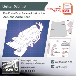 Lighter Gauntlet Prop Pattern – Template EVA Foam untuk Cosplay (Zenless Zone Zero)