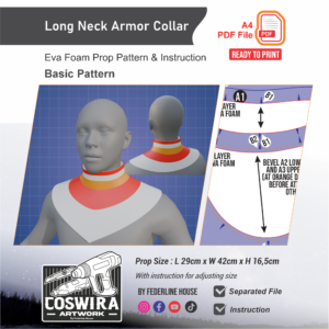 Long Neck Armor Collar Prop Pattern – Template EVA Foam Basic Pattern untuk Cosplay