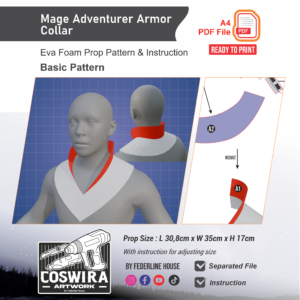 Mage Adventurer Armor Collar Prop Pattern – Template EVA Foam Basic Pattern untuk Cosplay