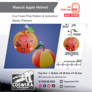 Mascot Apple Helmet Prop Pattern – Template EVA Foam untuk Cosplay & Mascot Costume