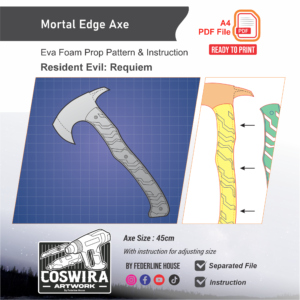 Mortal Edge Axe Prop Pattern – Template EVA Foam untuk Cosplay (Resident Evil: Requiem)