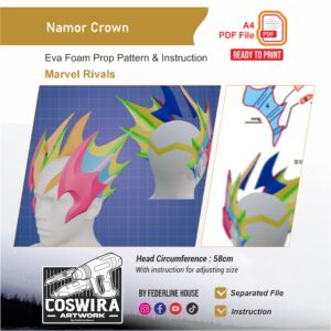 Namor Crown Prop Pattern – Template EVA Foam untuk Cosplay (Marvel Rivals)