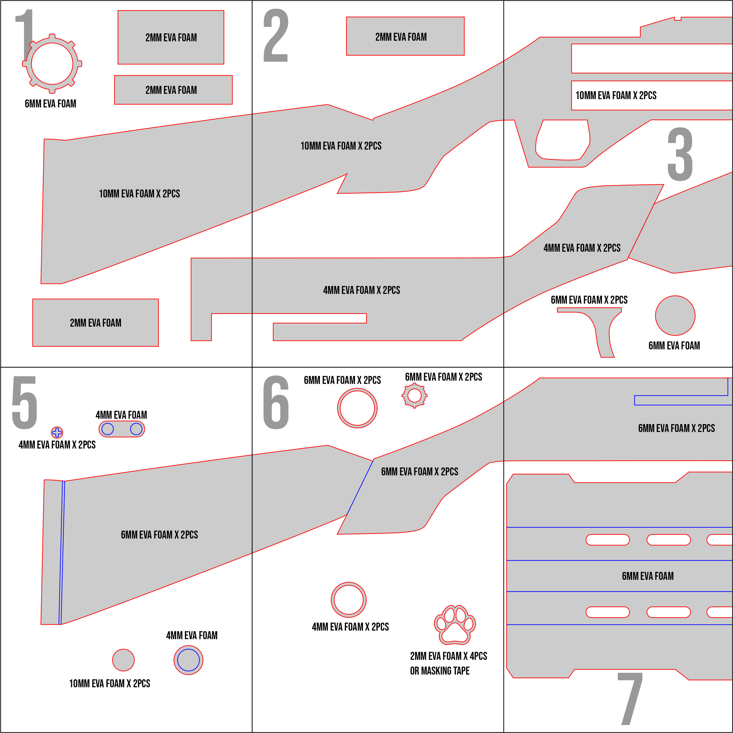 Privaty Maid Shotgun Prop Pattern – Template EVA Foam untuk Cosplay (Nikke) - Gambar 3