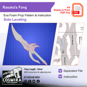 Rasaka’s Fang Prop Pattern – Template EVA Foam untuk Cosplay (Solo Leveling)
