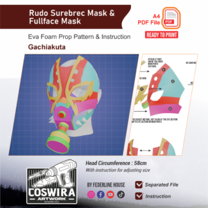 Rudo Surebrec Mask & Fullface Mask Prop Pattern – Template EVA Foam untuk Cosplay (Gachiakuta)